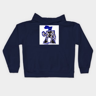 blue lightbulb robot Kids Hoodie